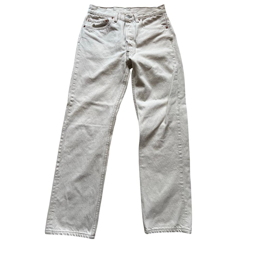 Levi’s 501 Vintage White Ecru Straight Leg Jeans USA Made W31 L30 (fits W28)